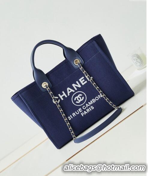 Top Quality Chanel Deauville Mixed Fibers & Calfskin Small Shopping Bag AS3257 Blue/White 2024