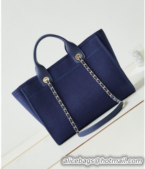 Top Quality Chanel Deauville Mixed Fibers & Calfskin Small Shopping Bag AS3257 Blue/White 2024