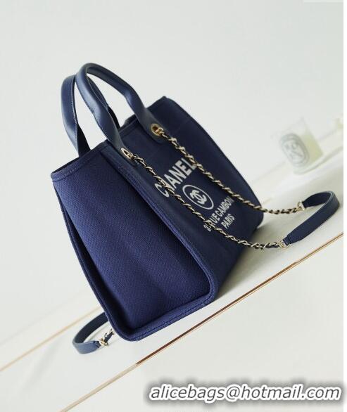 Top Quality Chanel Deauville Mixed Fibers & Calfskin Small Shopping Bag AS3257 Blue/White 2024