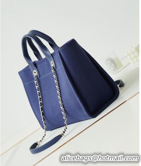 Top Quality Chanel Deauville Mixed Fibers & Calfskin Small Shopping Bag AS3257 Blue/White 2024