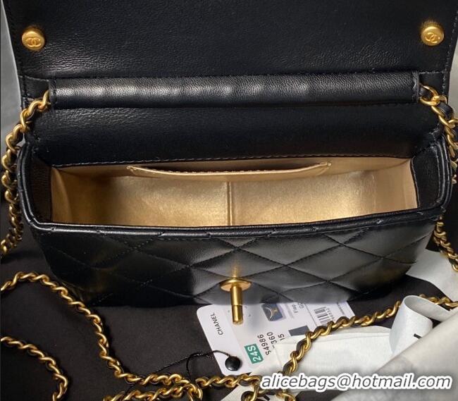 Good Looking Chanel Shiny Lambskin Mini Flap Bag with Pearls AS4986 Black 2024