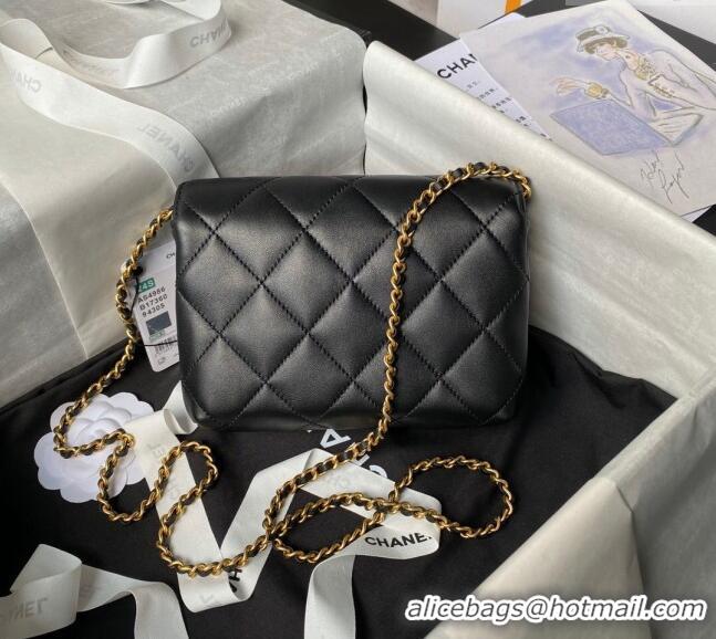 Good Looking Chanel Shiny Lambskin Mini Flap Bag with Pearls AS4986 Black 2024