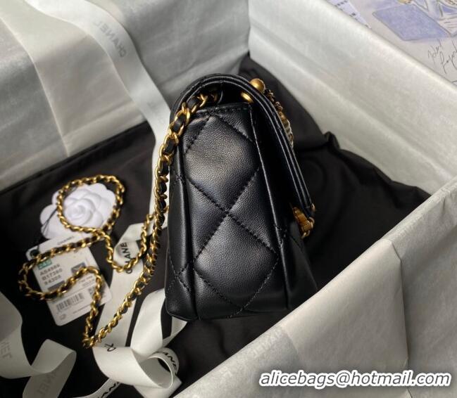 Good Looking Chanel Shiny Lambskin Mini Flap Bag with Pearls AS4986 Black 2024