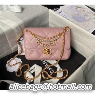 Reasonable Price Chanel Shiny Lambskin Mini Flap Bag with Pearls AS4986 Light Pink 2024