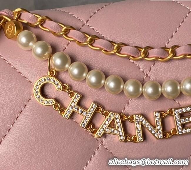 Reasonable Price Chanel Shiny Lambskin Mini Flap Bag with Pearls AS4986 Light Pink 2024