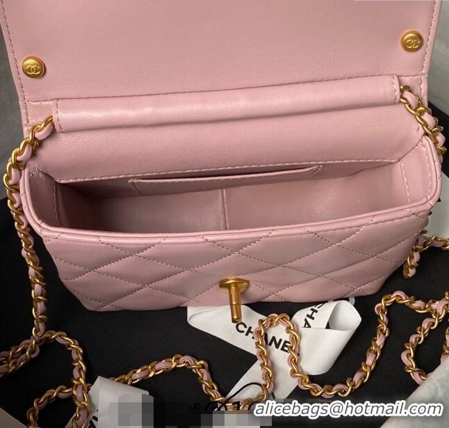 Reasonable Price Chanel Shiny Lambskin Mini Flap Bag with Pearls AS4986 Light Pink 2024