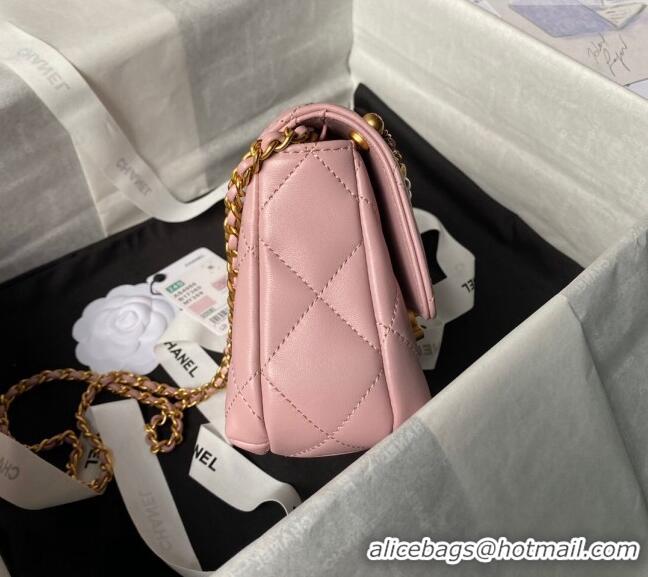 Reasonable Price Chanel Shiny Lambskin Mini Flap Bag with Pearls AS4986 Light Pink 2024