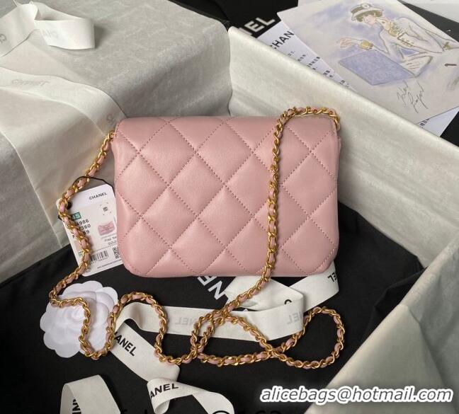 Reasonable Price Chanel Shiny Lambskin Mini Flap Bag with Pearls AS4986 Light Pink 2024