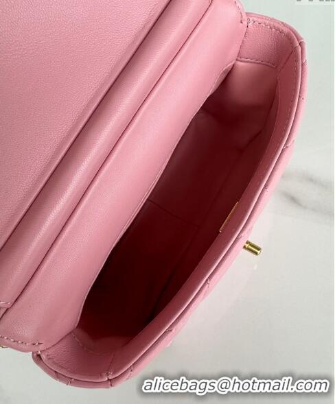 Super Quality Chanel Shiny Lambskin Mini Flap Bag with Pearls AS4986 Pink 2024