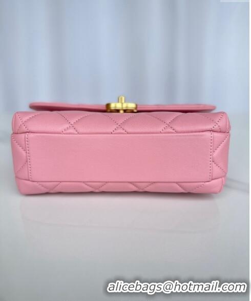 Top Grade Chanel Shiny Lambskin Small Flap Bag with Pearls AS5011 Pink 2024