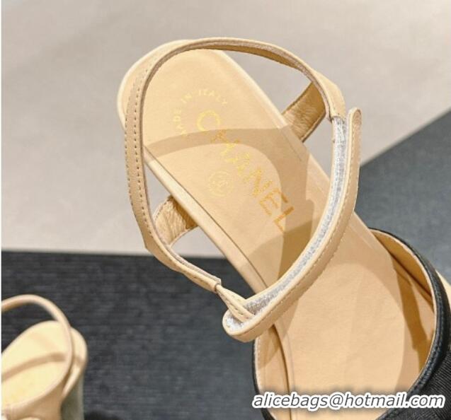 Purchase Chanel Lambskin Heel Sandals 8cm with Bow Beige 701103