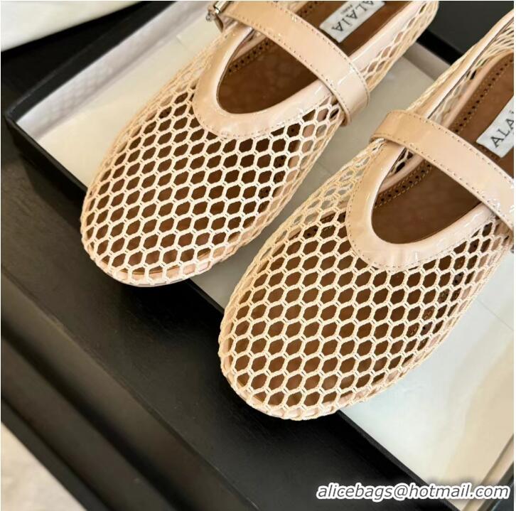 Super Quality Alaïa Womens Fishnet Ballerina Flats AL8741 Beige