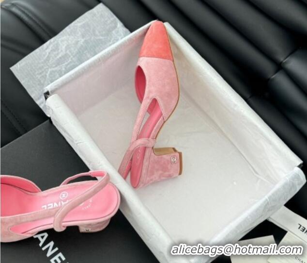 Popular Style Chanel Suede Slingbacks Pumps 6.5cm G31318 Pink 070901