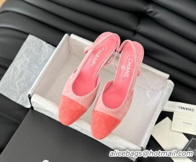 Popular Style Chanel Suede Slingbacks Pumps 6.5cm G31318 Pink 070901