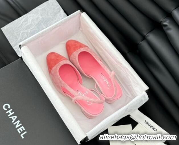 Popular Style Chanel Suede Slingbacks Pumps 6.5cm G31318 Pink 070901