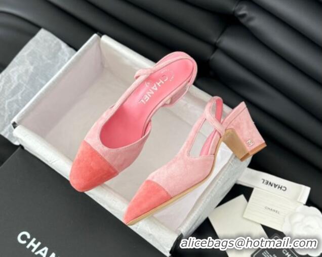 Popular Style Chanel Suede Slingbacks Pumps 6.5cm G31318 Pink 070901