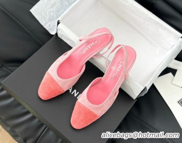 Popular Style Chanel Suede Slingbacks Pumps 6.5cm G31318 Pink 070901