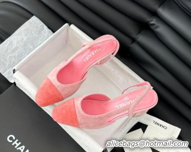 Popular Style Chanel Suede Slingbacks Pumps 6.5cm G31318 Pink 070901