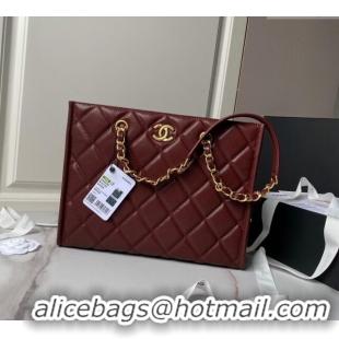 Promotional Chanel Grained Calfskin Small Shopping Bag AS4940 Dark Burgundy 2024