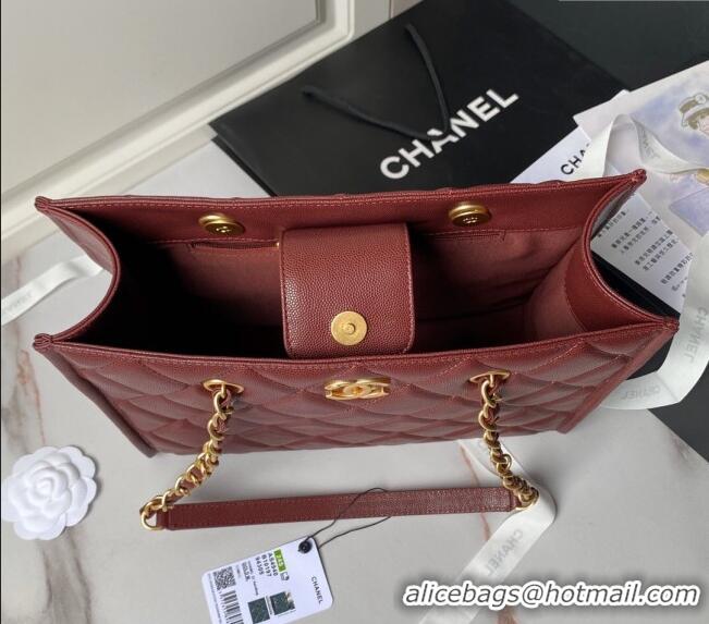 Promotional Chanel Grained Calfskin Small Shopping Bag AS4940 Dark Burgundy 2024