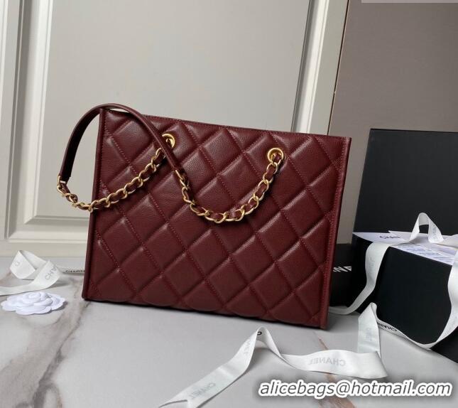 Promotional Chanel Grained Calfskin Small Shopping Bag AS4940 Dark Burgundy 2024