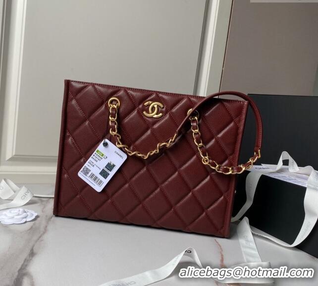 Promotional Chanel Grained Calfskin Small Shopping Bag AS4940 Dark Burgundy 2024