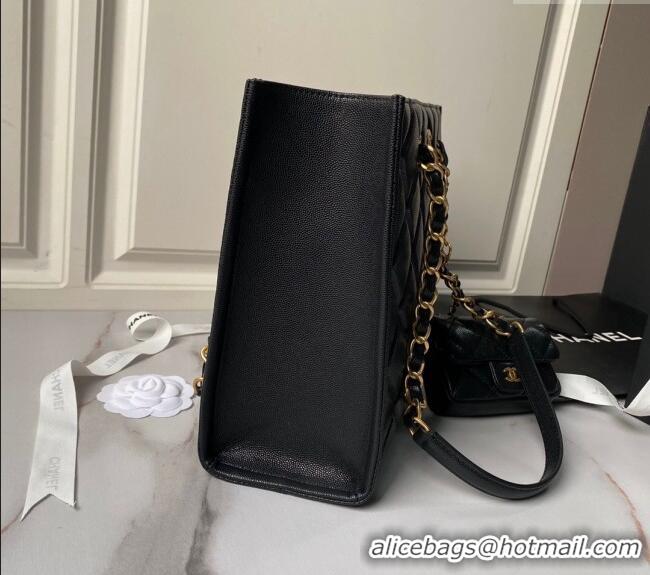 New Design Chanel Grained Calfskin Small Shopping Bag AS4940 Black 2024