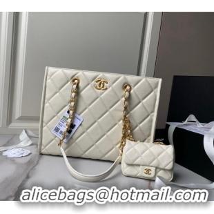 Buy Cheap Chanel Grained Calfskin Small Shopping Bag AS4940 White 2024