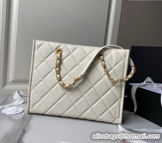 Buy Cheap Chanel Grained Calfskin Small Shopping Bag AS4940 White 2024