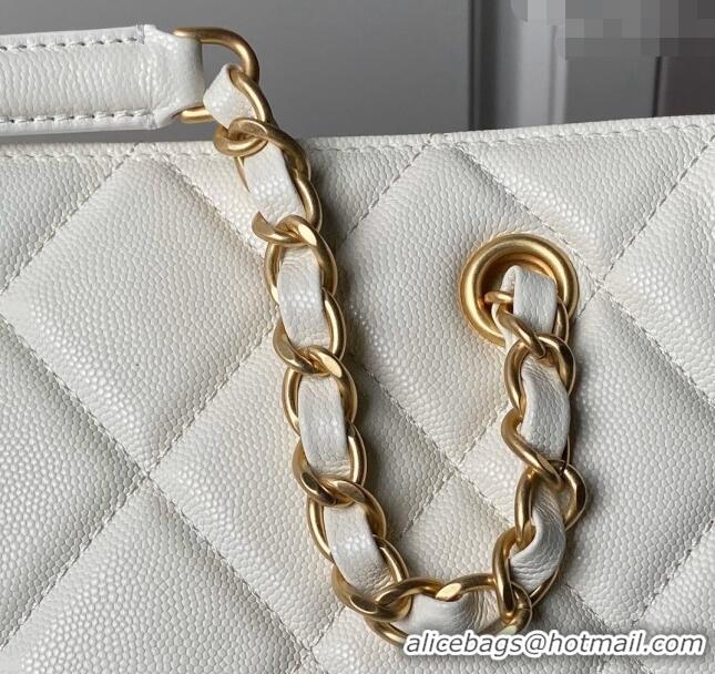 Buy Cheap Chanel Grained Calfskin Small Shopping Bag AS4940 White 2024