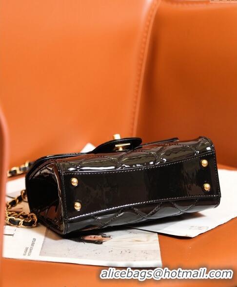 Reasonable Price Chanel Patent Calfskin Mini Flap Bag with Top Handle AS4956 Black 2024