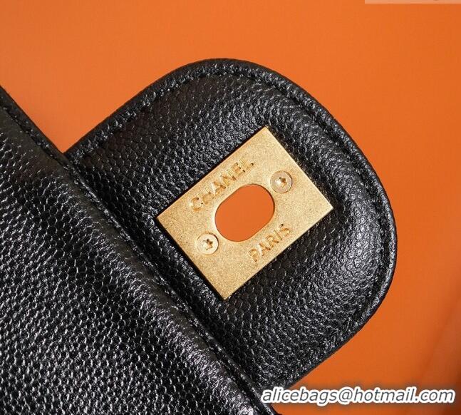 Good Product Chanel Grained Calfskin Mini Flap Bag with Top Handle AS4956 Black 2024