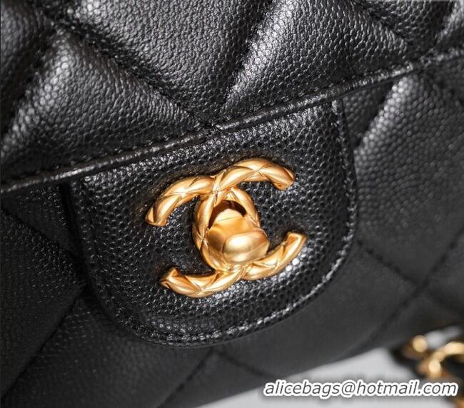 Good Product Chanel Grained Calfskin Mini Flap Bag with Top Handle AS4956 Black 2024