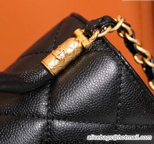 Good Product Chanel Grained Calfskin Mini Flap Bag with Top Handle AS4956 Black 2024