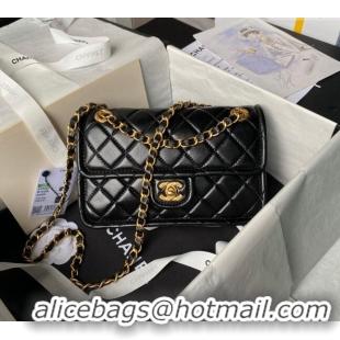 Free Shipping Chanel Lambskin Square Small Flap Bag AS3587 Black 2024