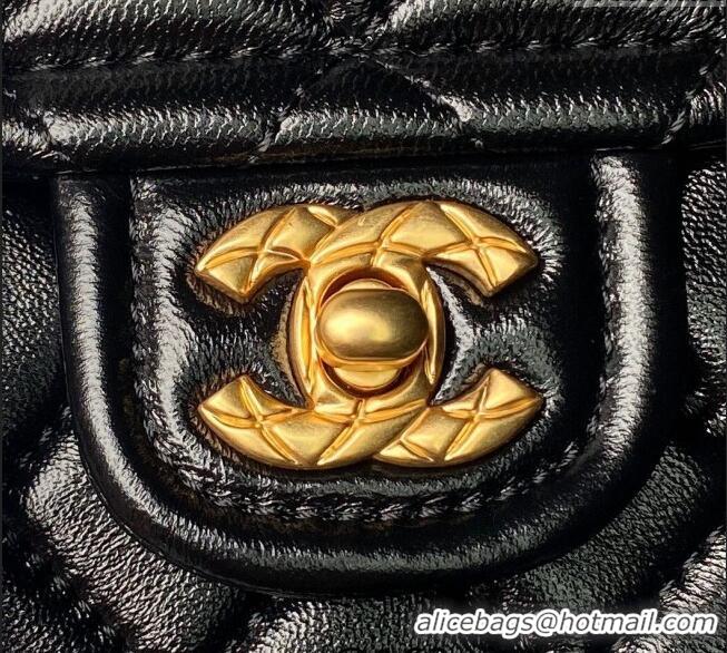 Free Shipping Chanel Lambskin Square Small Flap Bag AS3587 Black 2024