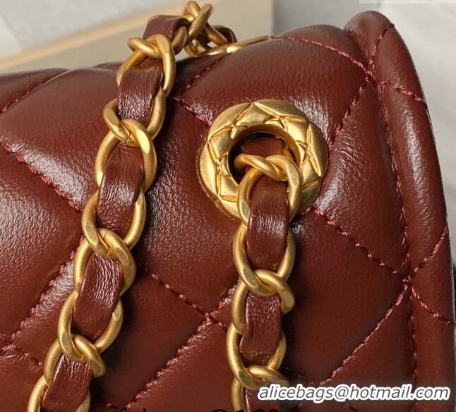 Unique Grade Chanel Lambskin Square Small Flap Bag AS3587 Burgundy 2024