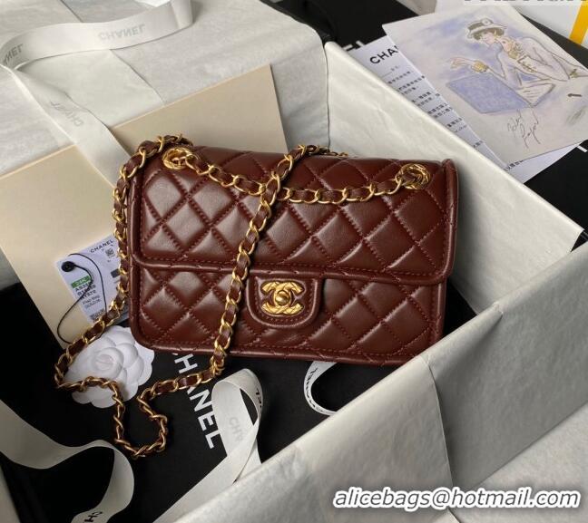 Unique Grade Chanel Lambskin Square Small Flap Bag AS3587 Burgundy 2024