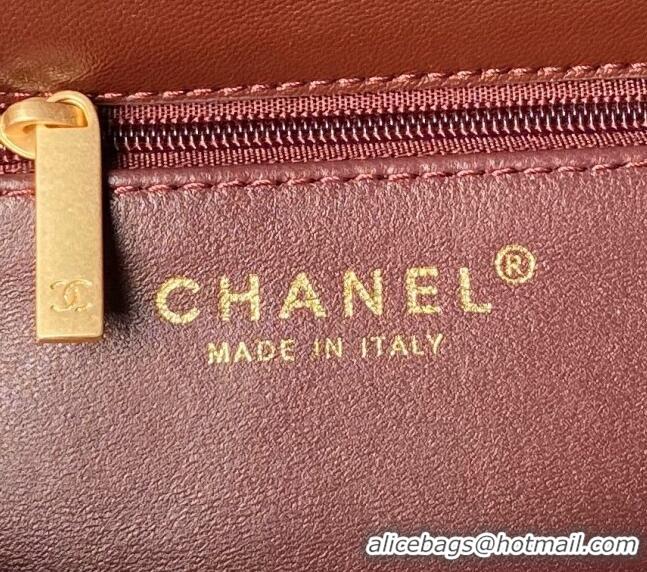 Unique Grade Chanel Lambskin Square Small Flap Bag AS3587 Burgundy 2024