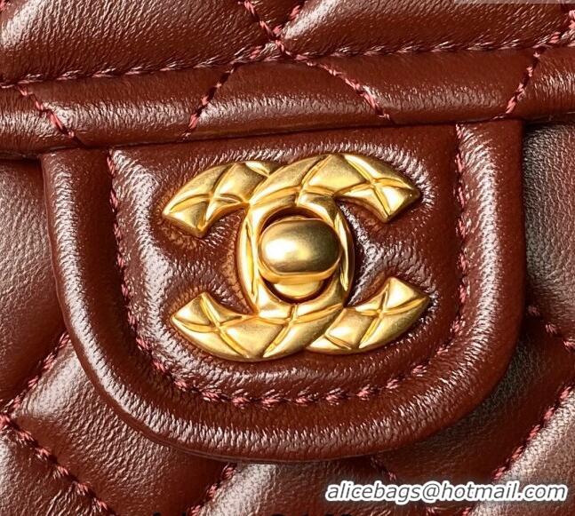 Unique Grade Chanel Lambskin Square Small Flap Bag AS3587 Burgundy 2024