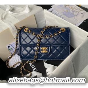 New Style Chanel Lambskin Square Small Flap Bag AS3587 Blue 2024