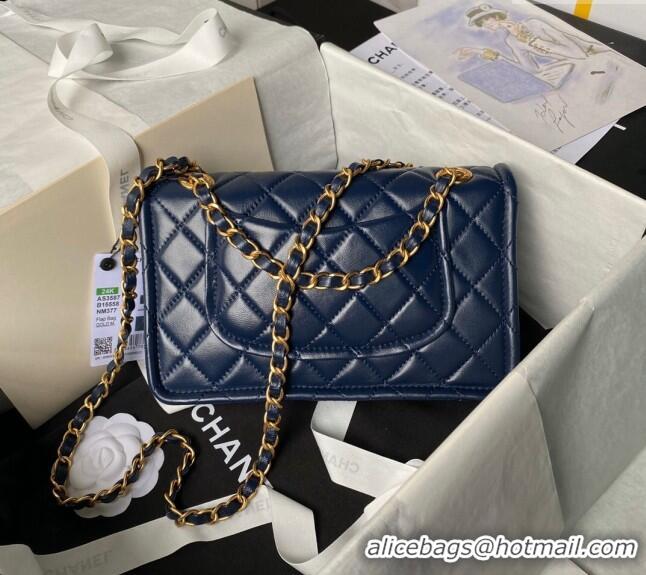 New Style Chanel Lambskin Square Small Flap Bag AS3587 Blue 2024