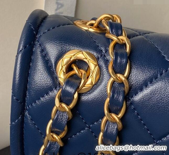 New Style Chanel Lambskin Square Small Flap Bag AS3587 Blue 2024