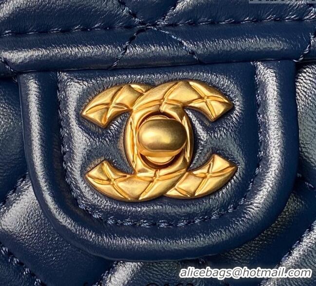 New Style Chanel Lambskin Square Small Flap Bag AS3587 Blue 2024