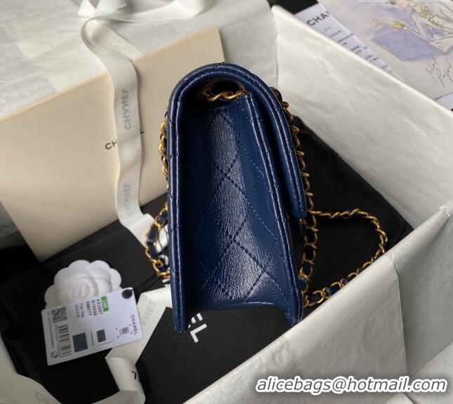 New Style Chanel Lambskin Square Small Flap Bag AS3587 Blue 2024