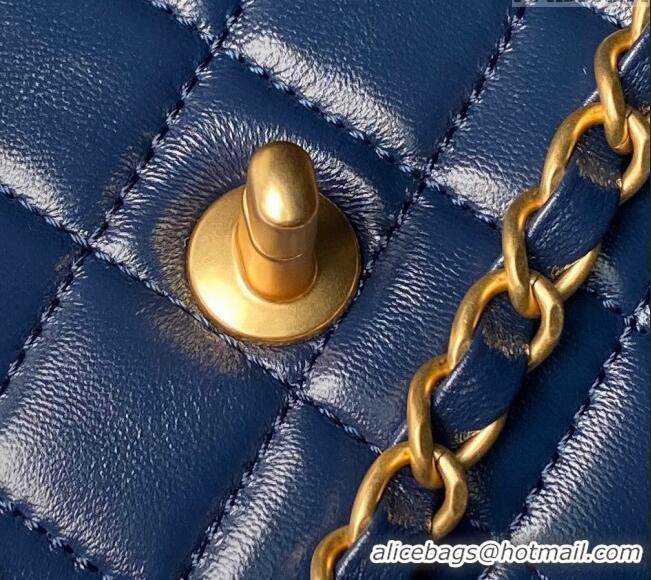 New Style Chanel Lambskin Square Small Flap Bag AS3587 Blue 2024