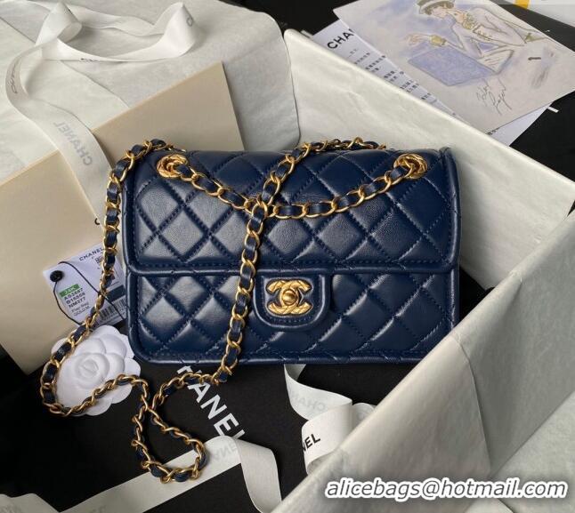 New Style Chanel Lambskin Square Small Flap Bag AS3587 Blue 2024