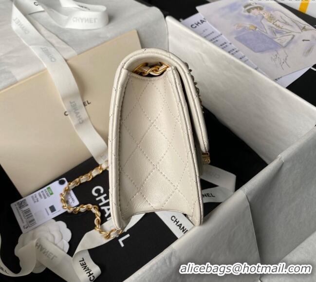 Famous Brand Chanel Lambskin Square Small Flap Bag AS3587 White 2024