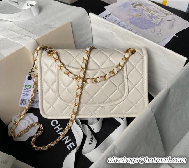 Famous Brand Chanel Lambskin Square Small Flap Bag AS3587 White 2024