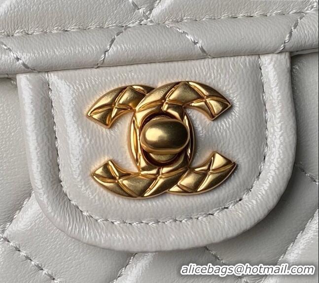 Famous Brand Chanel Lambskin Square Small Flap Bag AS3587 White 2024